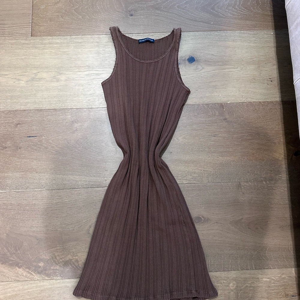 Brandy Melville Chocolate Brown Ribbed Midi Dress